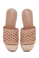 Women's Beige Wedge Heeled Slippers | Derimod