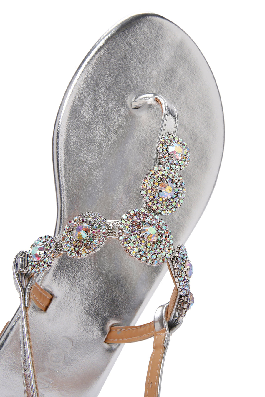 Women's Silver Ankle Strap Stone Sandals