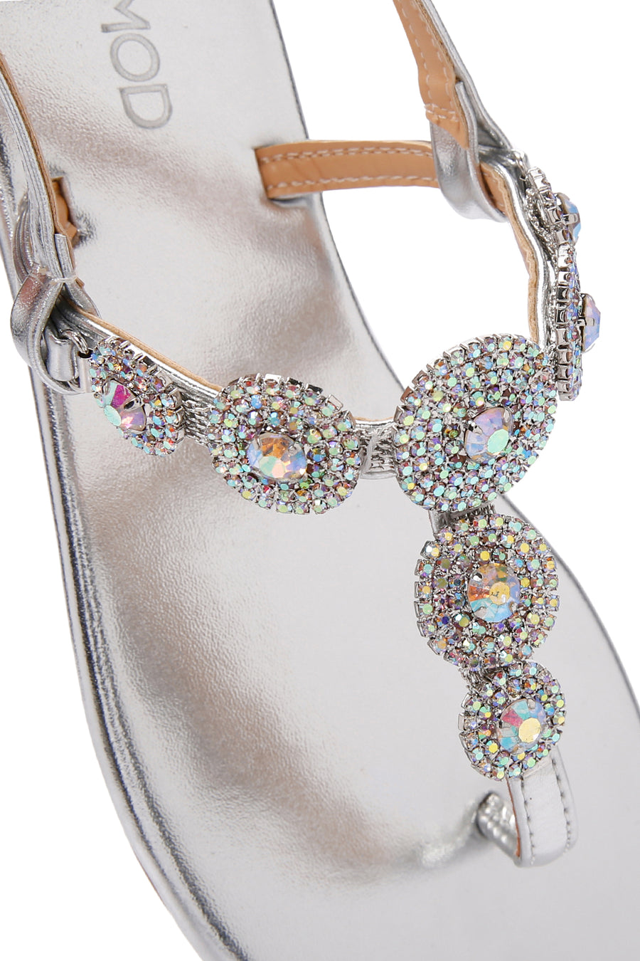 Women's Silver Ankle Strap Stone Sandals