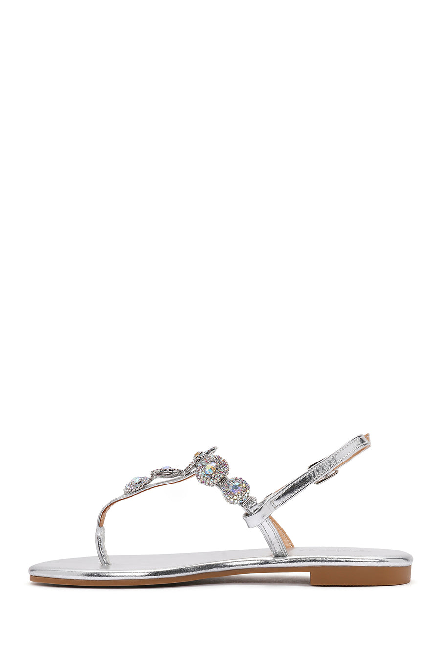Women's Silver Ankle Strap Stone Sandals