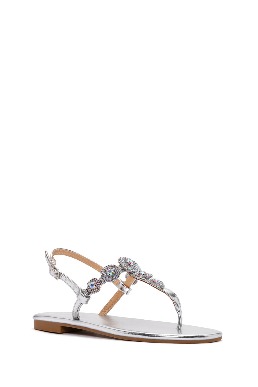 Women's Silver Ankle Strap Stone Sandals