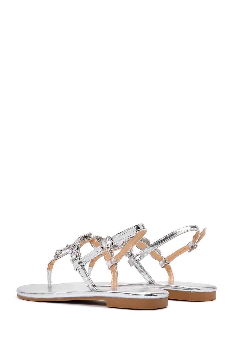 Women's Silver Ankle Strap Stone Sandals