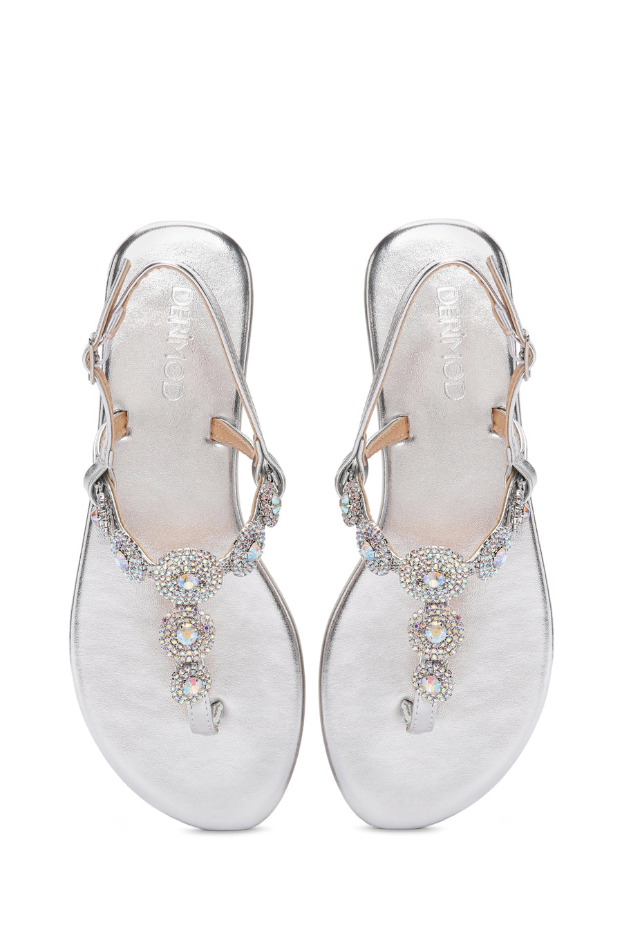 Women's Silver Ankle Strap Stone Sandals