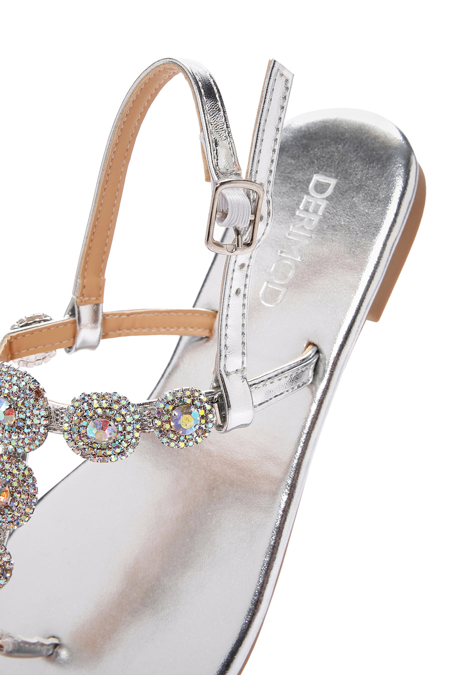 Women's Silver Ankle Strap Stone Sandals