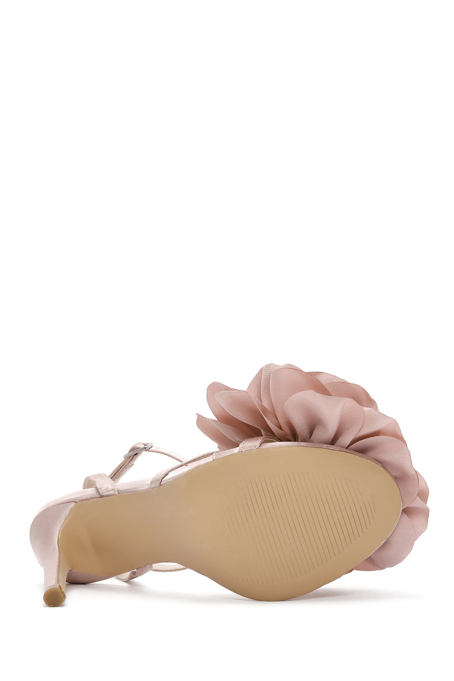 Women's Beige Ankle Strap Accessory Detailed Thin Heel Sandals