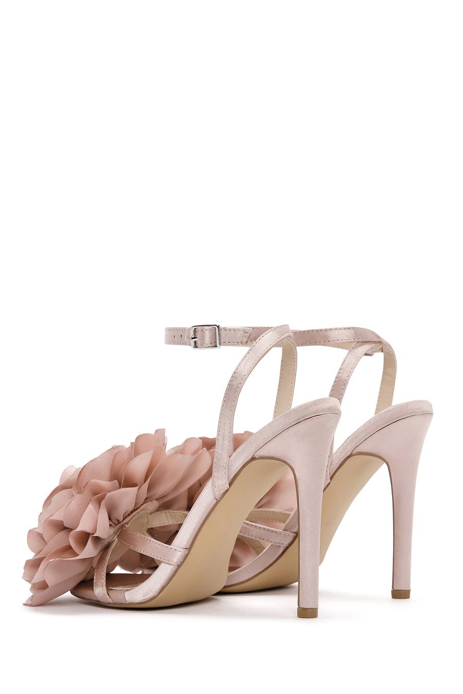 Women's Beige Ankle Strap Accessory Detailed Thin Heel Sandals