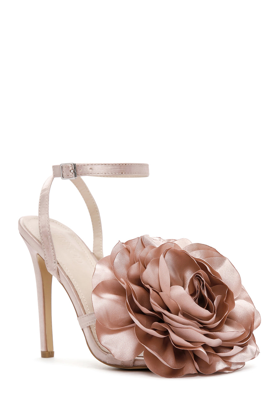 Women's Beige Ankle Strap Accessory Detailed Thin Heel Sandals