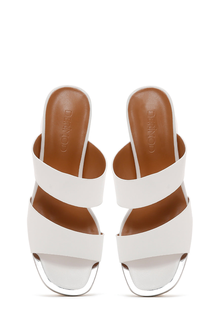 Women's White Heeled Slippers