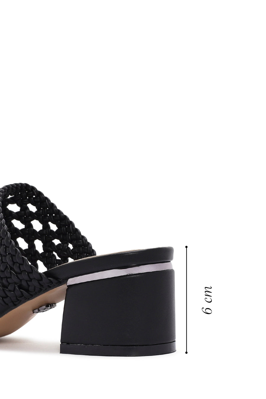 Women's Black Heeled Woven Patterned Slippers