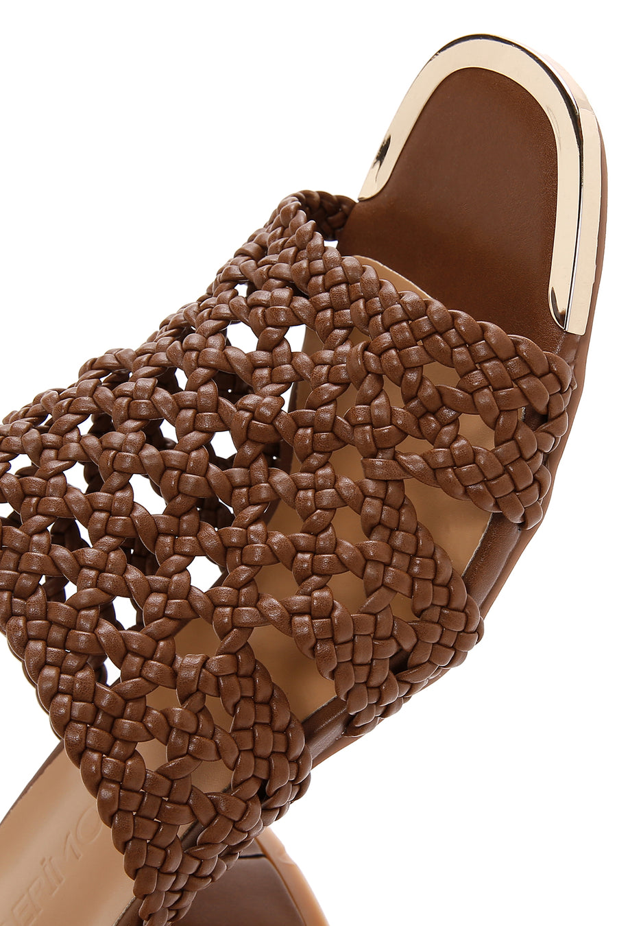 Women's Brown Heeled Knitted Patterned Slippers