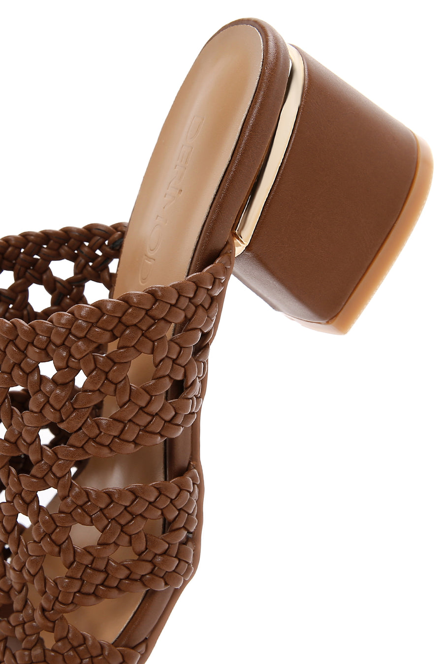 Women's Brown Heeled Knitted Patterned Slippers