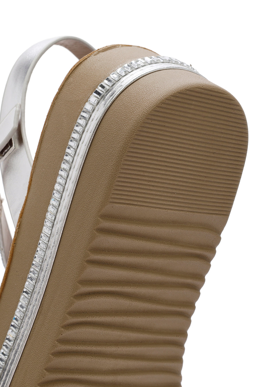 Women's Silver Ankle Strap Thick Soled Sandals