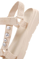 Women's Beige Ankle Strap Stone Sandals | Derimod