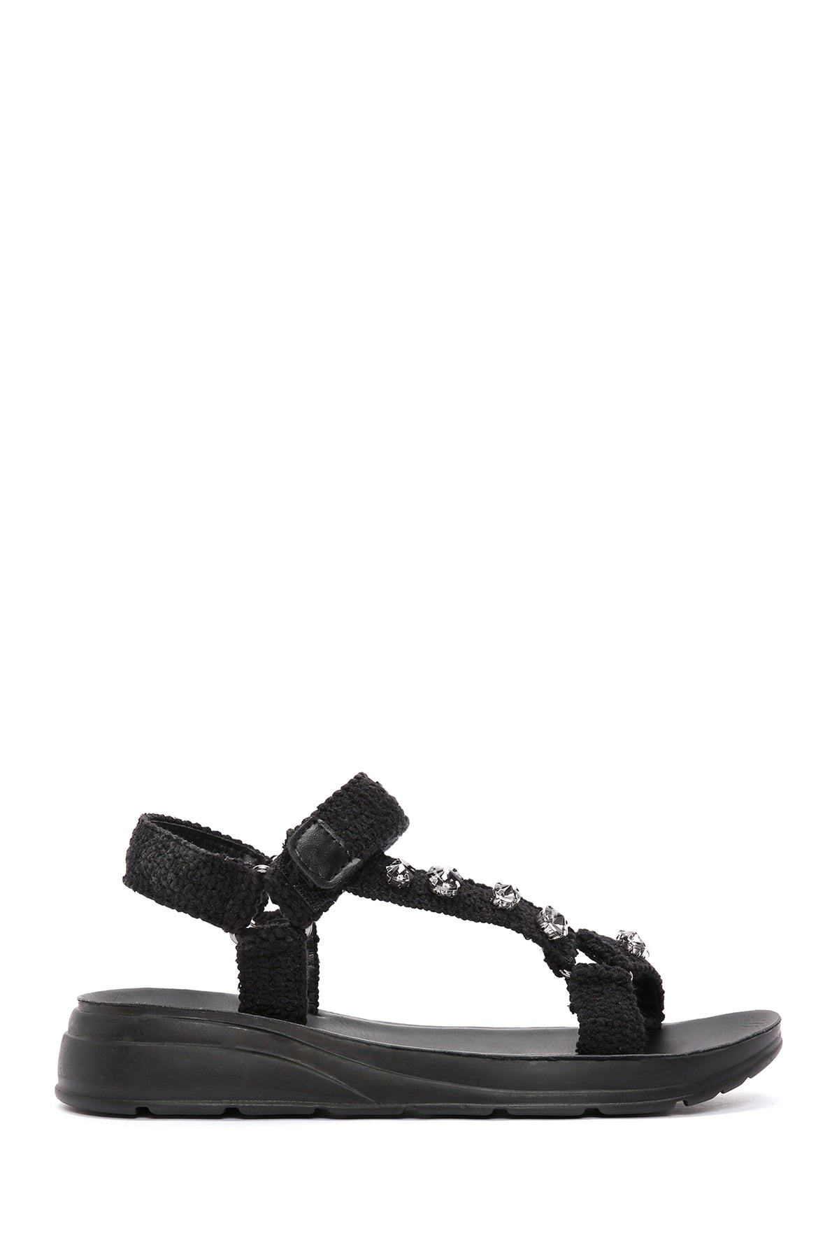 Women's Black Ankle Strap Stone Sandals 24SFE464714 | Derimod