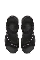 Women's Black Ankle Strap Stone Sandals | Derimod