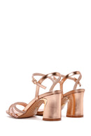 Kadın Pembe Bilekten Bantlı Taşlı Topuklu Sandalet | Derimod