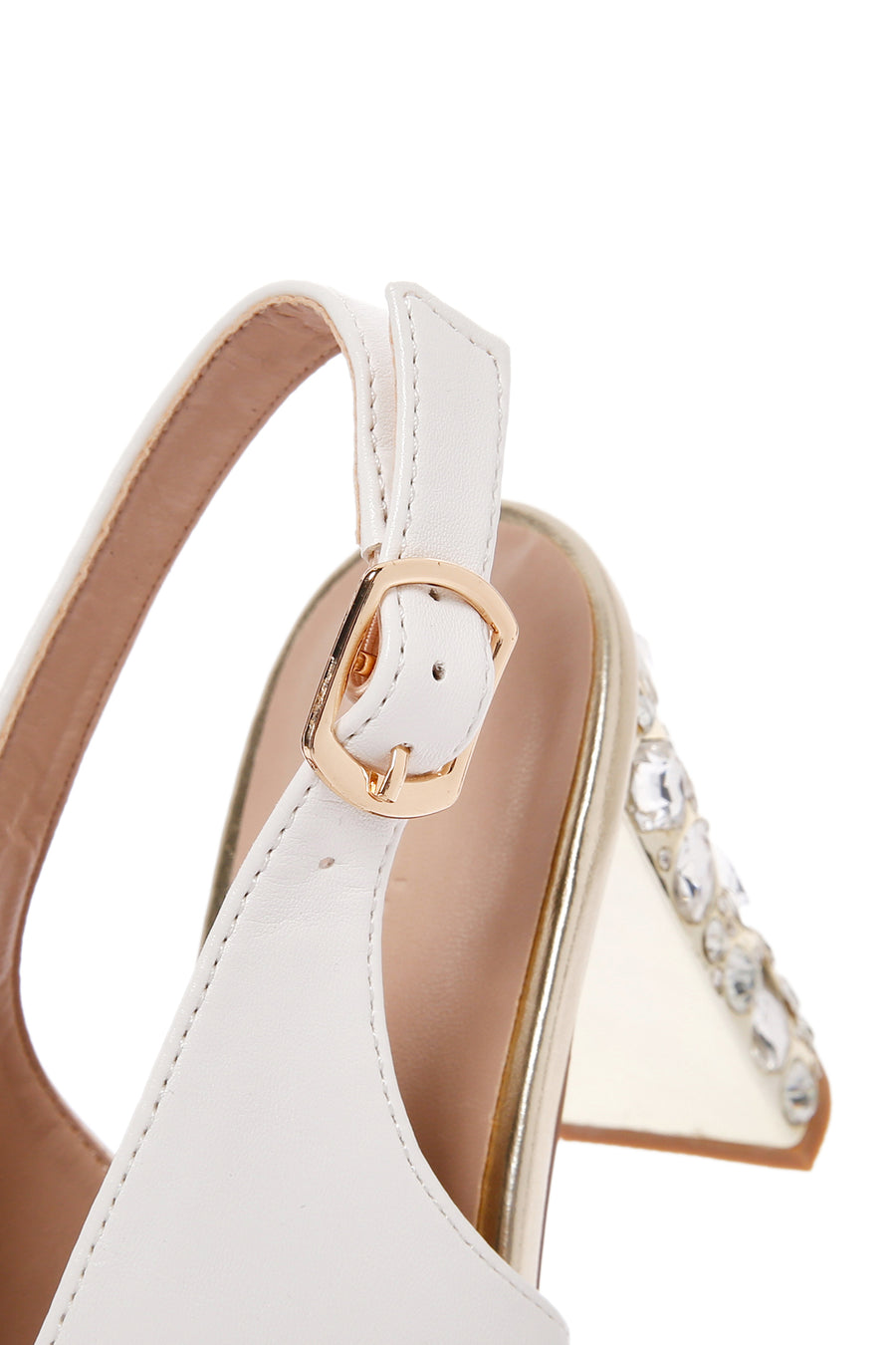 Women's White Thick Heeled Sandals
