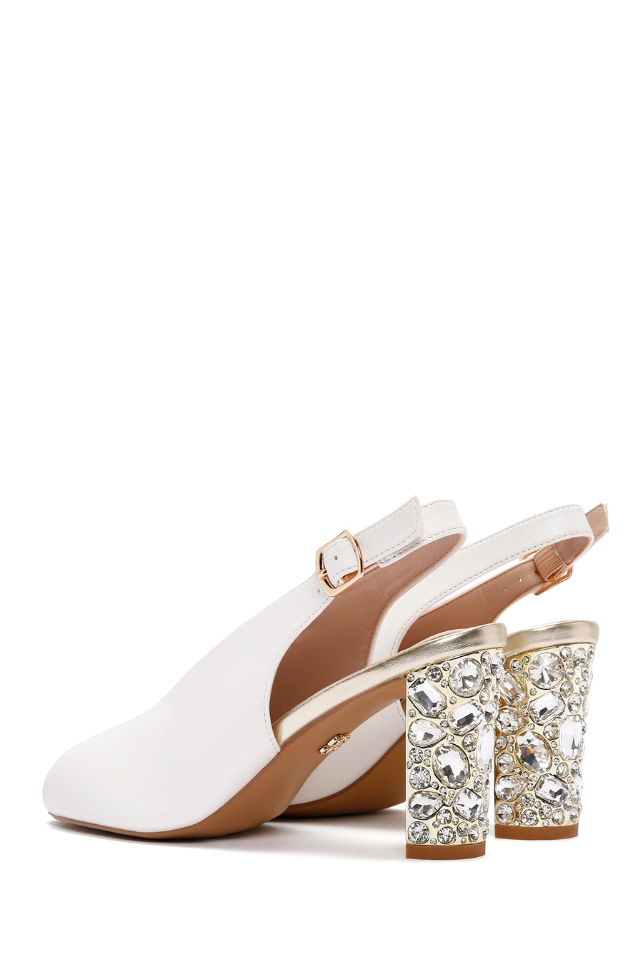 Women's White Thick Heeled Sandals
