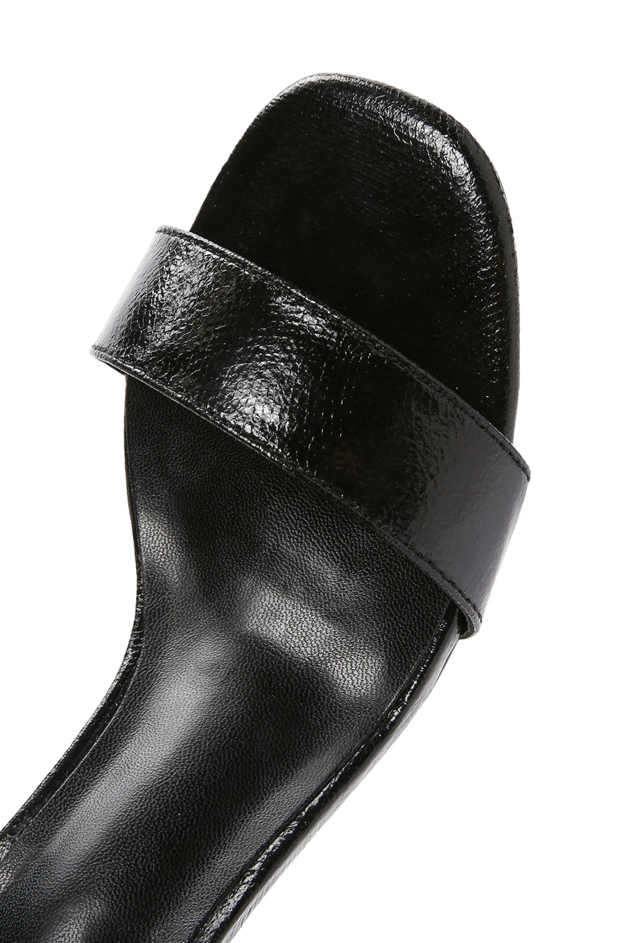 Women's Black Ankle Strap Metallic Thin Heel Sandals