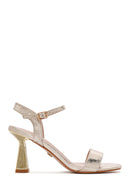 Kadın Altın Bilekten Bantlı Metalik İnce Topuklu Sandalet | Derimod