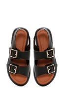 Kadın Siyah Çift Tokalı Comfort Sandalet | Derimod