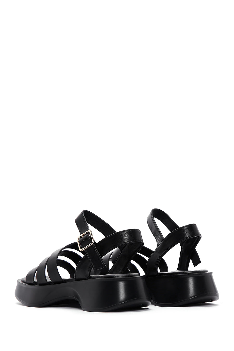 Women's Black Ankle Strap Thick Soled Comfort Sandals