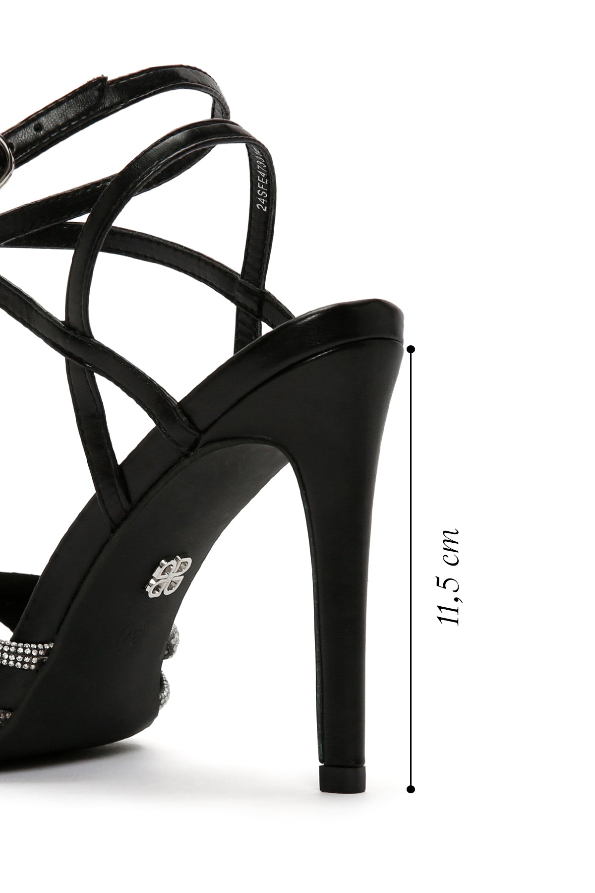 Kadın Siyah Taşlı İnce Topuklu Sandalet