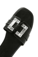 Women's Black Stone Slippers | Derimod
