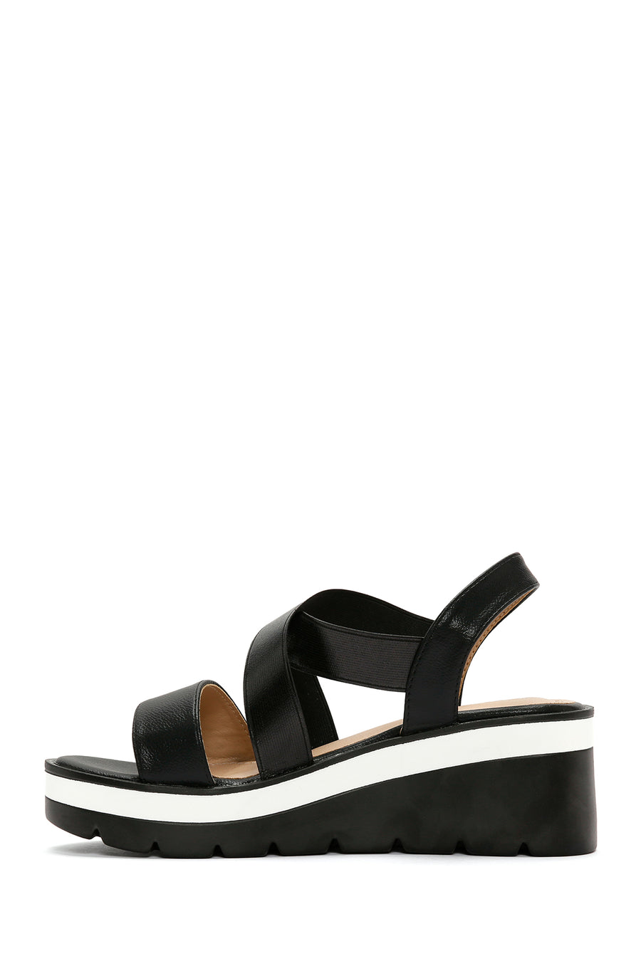 Women's Black Wedge Heeled Sandals