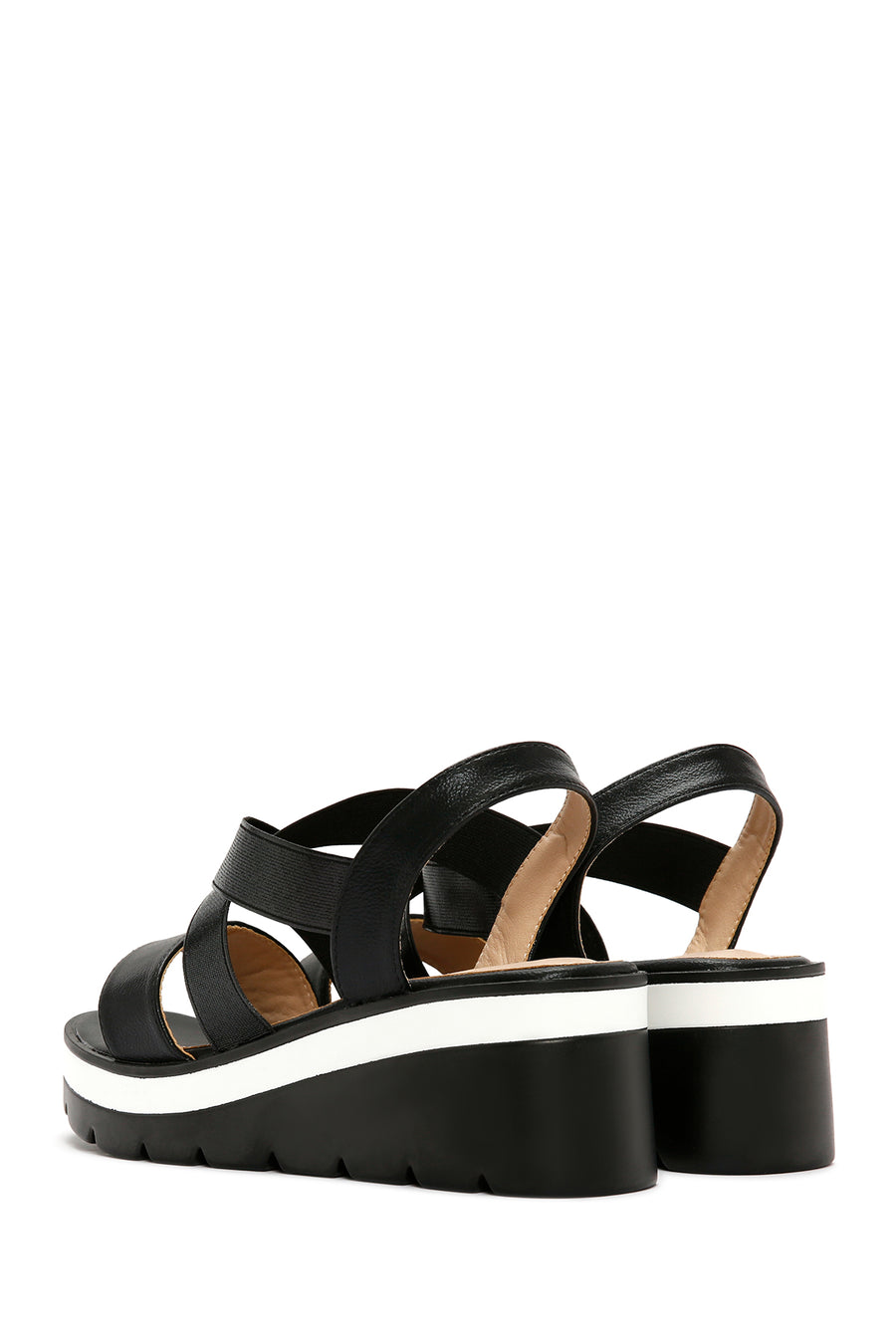 Women's Black Wedge Heeled Sandals