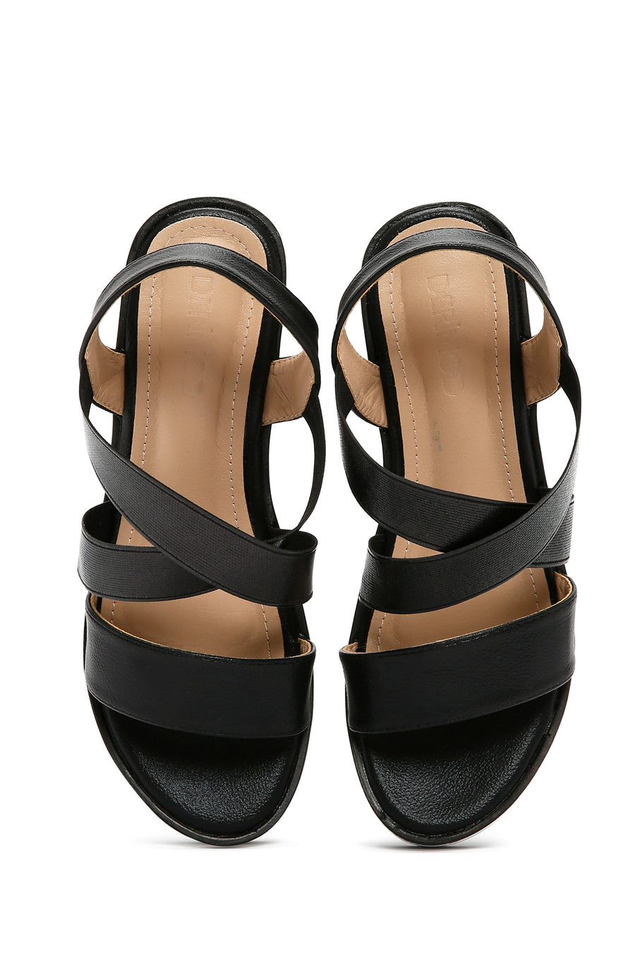 Women's Black Wedge Heeled Sandals