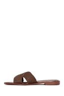 Women's Bronze Knitted Slippers | Derimod