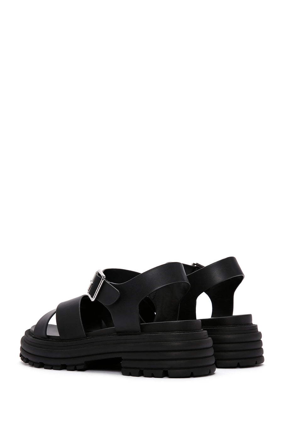 Women's Black Ankle Strap Thick Soled Sandals