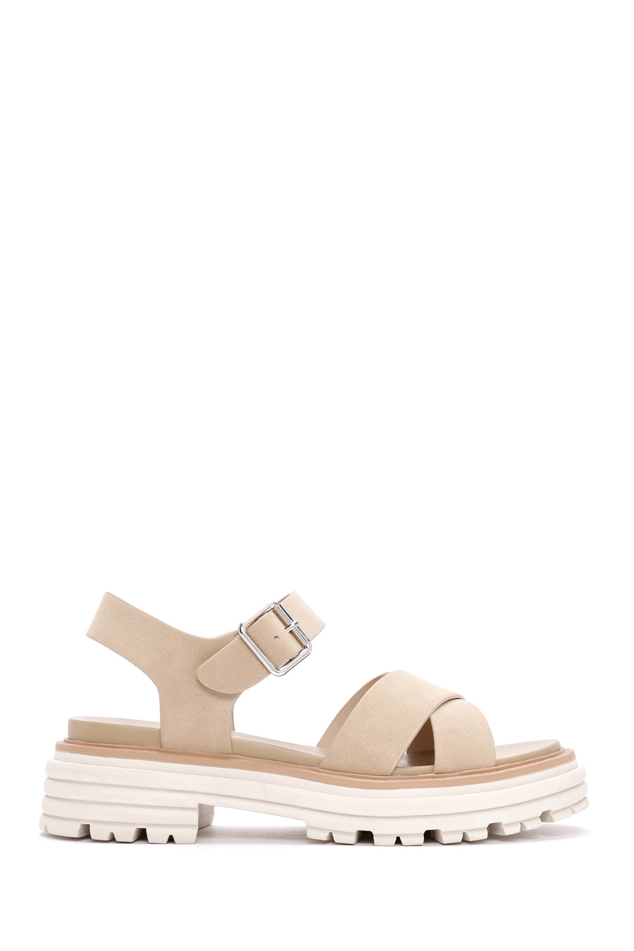 Women's Beige Ankle Strap Thick Soled Nubuck Sandals 24SFE4806V3 | Derimod