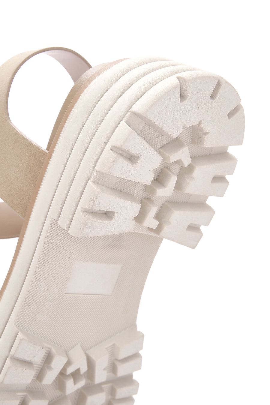 Women's Beige Ankle Strap Thick Soled Nubuck Sandals