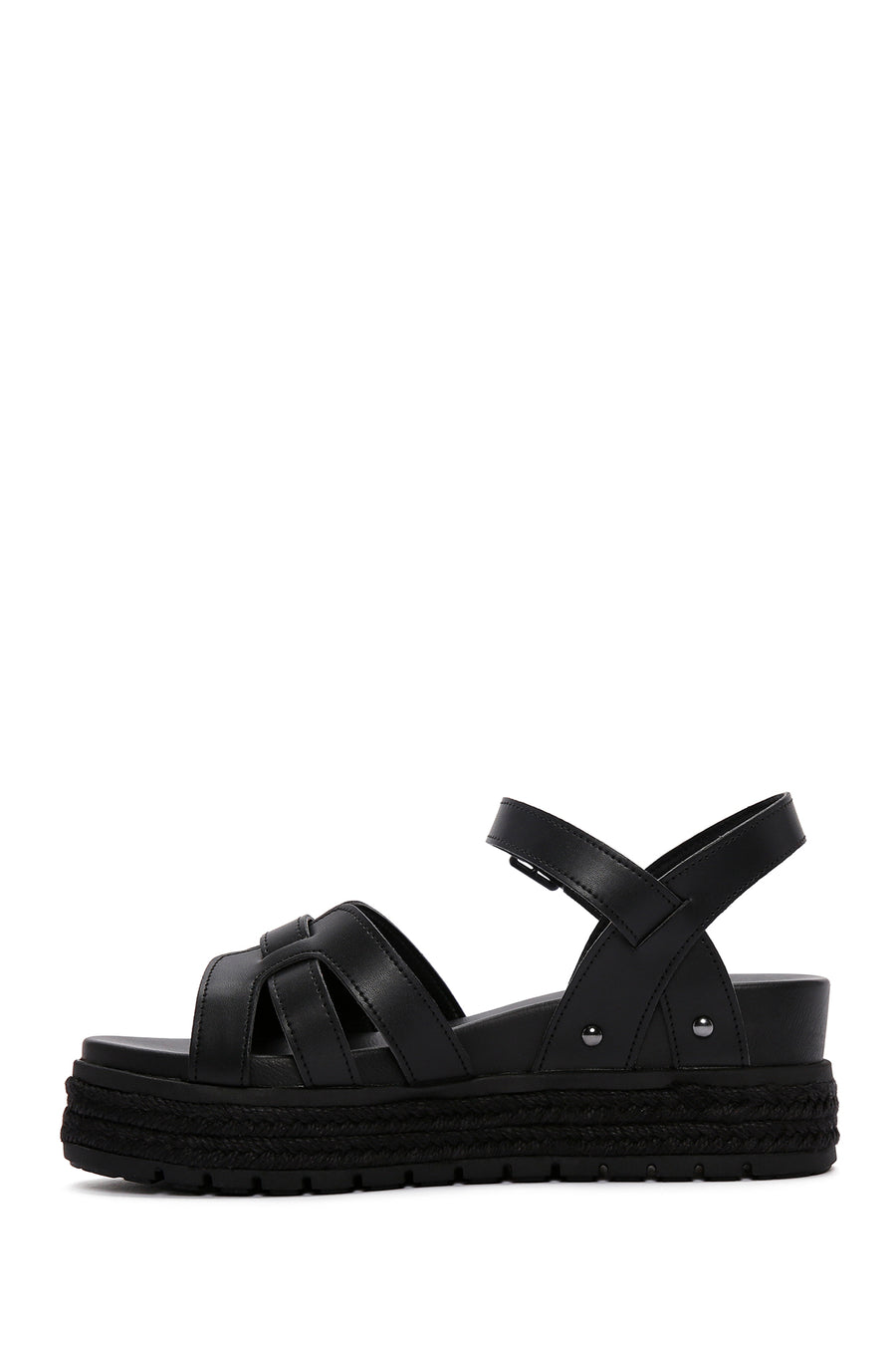 Women's Black Ankle Strap Thick Soled Sandals