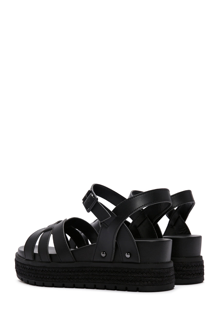 Women's Black Ankle Strap Thick Soled Sandals