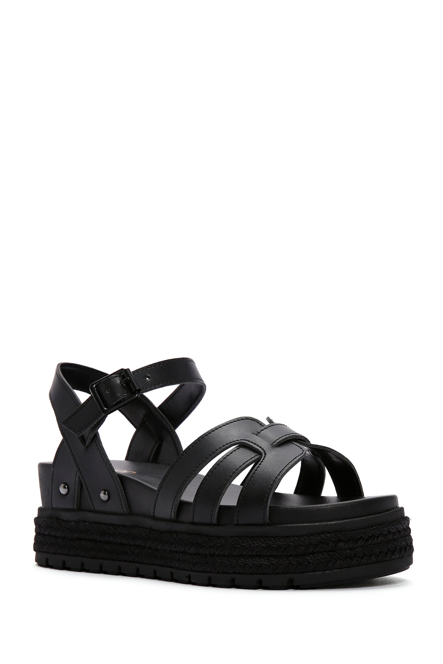 Women's Black Ankle Strap Thick Soled Sandals