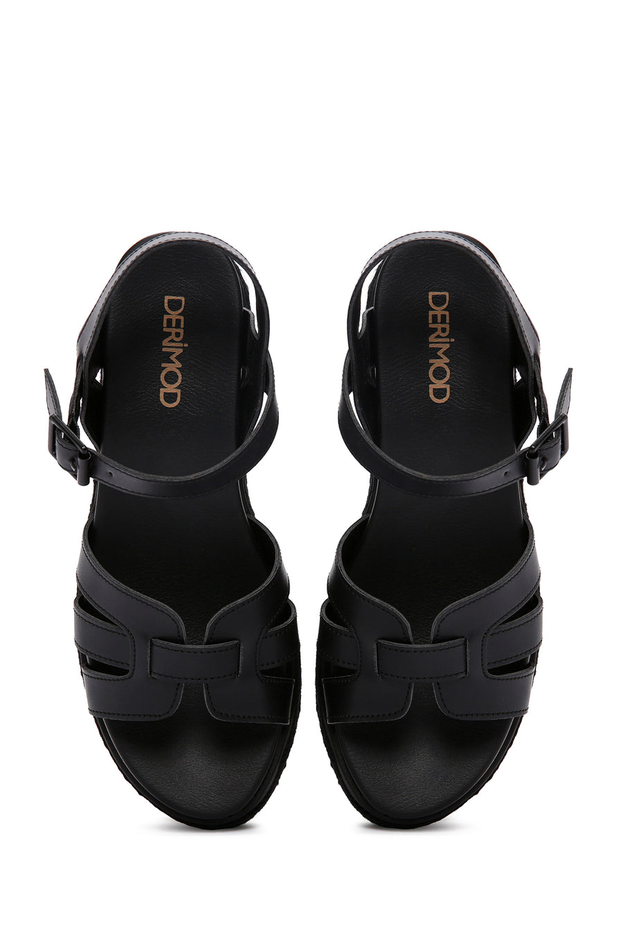 Women's Black Ankle Strap Thick Soled Sandals