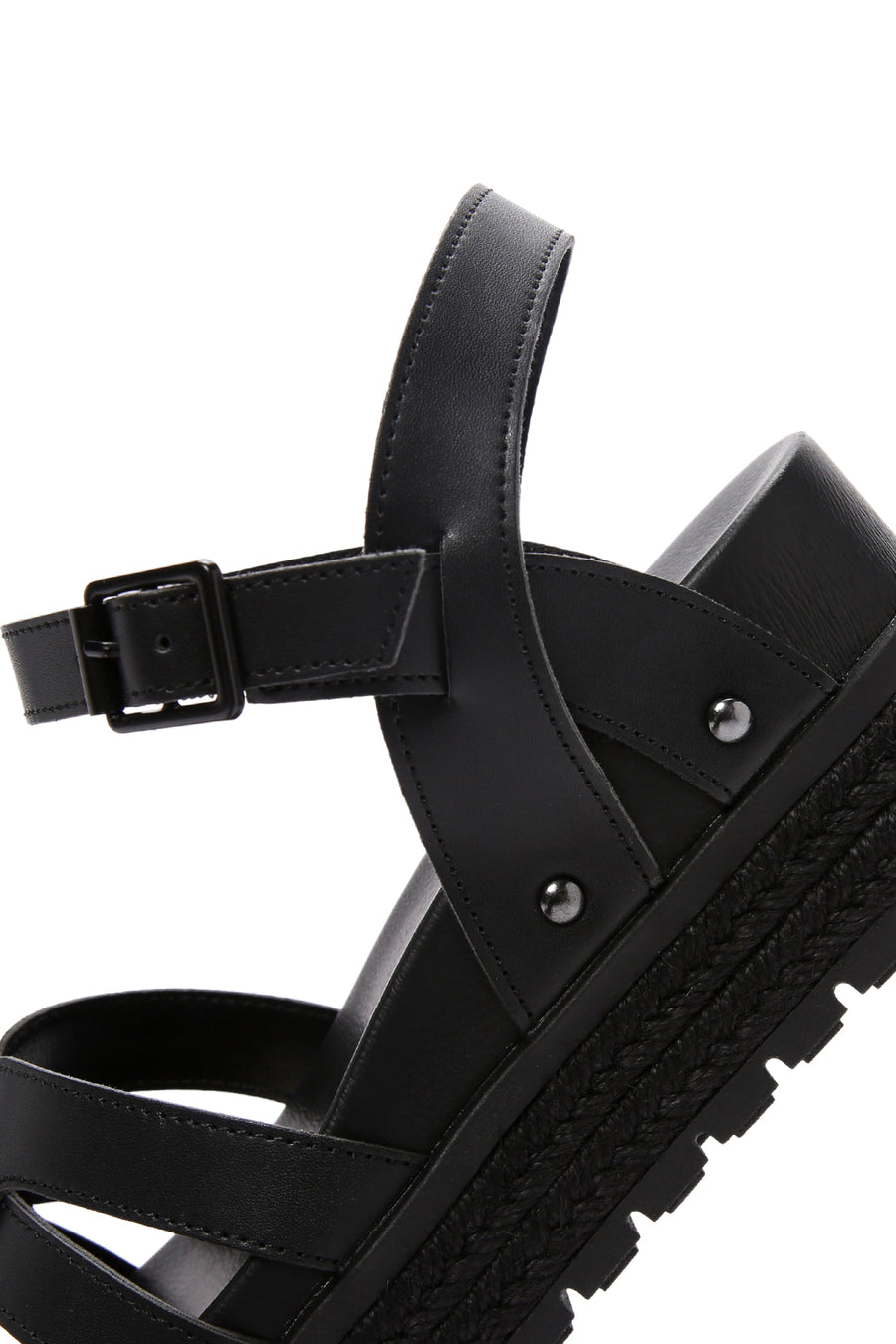 Women's Black Ankle Strap Thick Soled Sandals