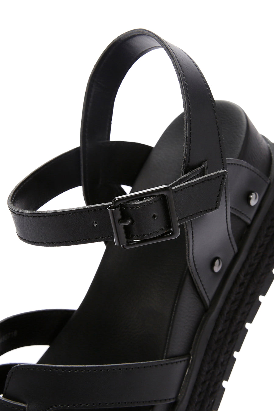 Women's Black Ankle Strap Thick Soled Sandals