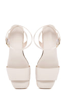 Kadın Bej Bilekten Bantlı Dolgu Topuklu Sandalet | Derimod