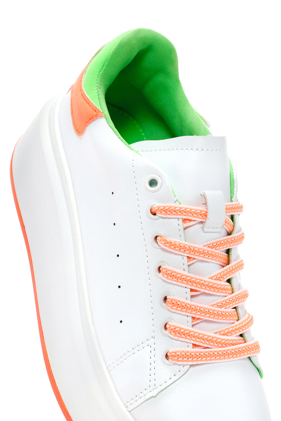 Women's White Lace-Up Thick Soled Sneaker