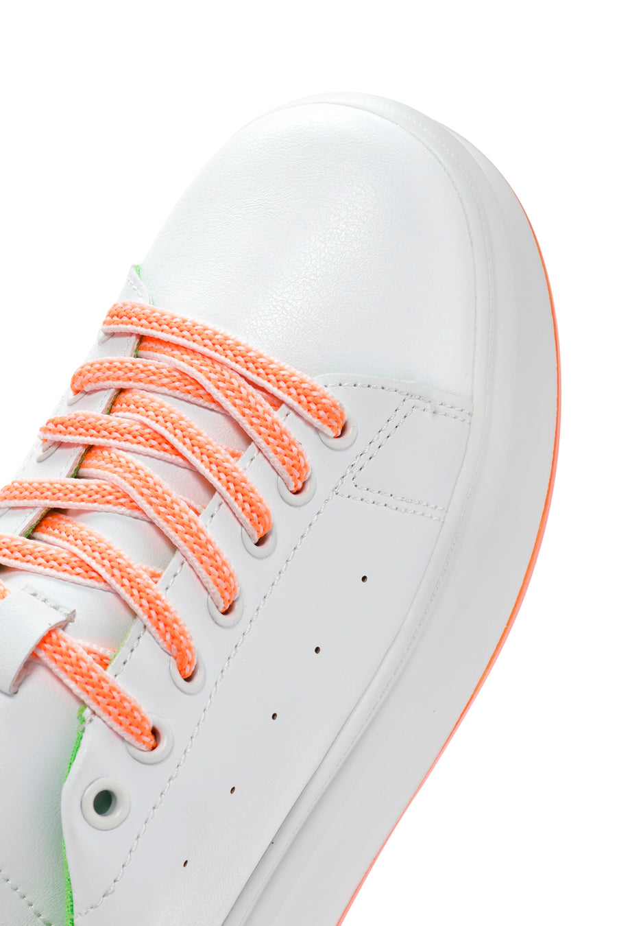 Women's White Lace-Up Thick Soled Sneaker
