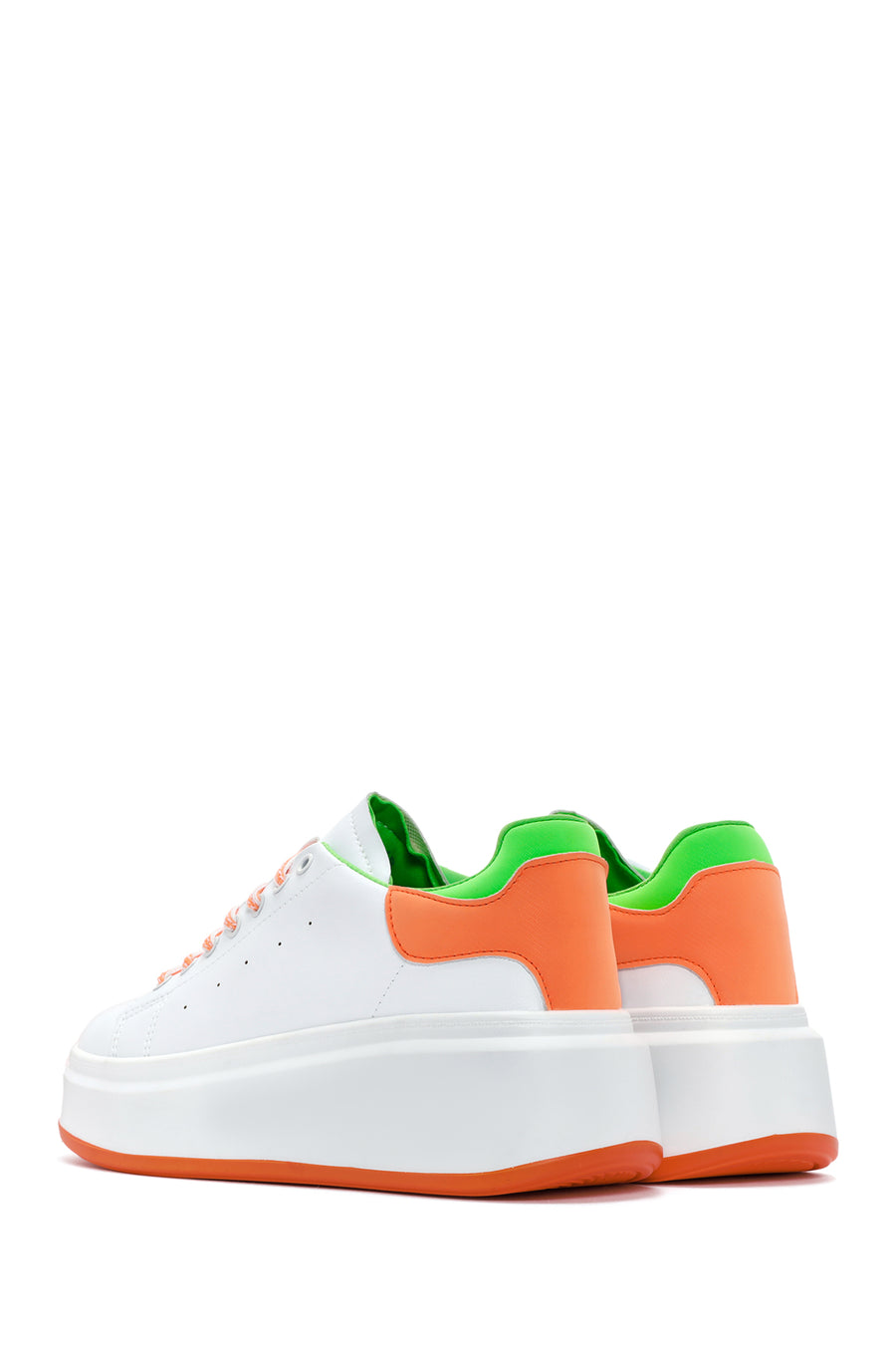 Women's White Lace-Up Thick Soled Sneaker