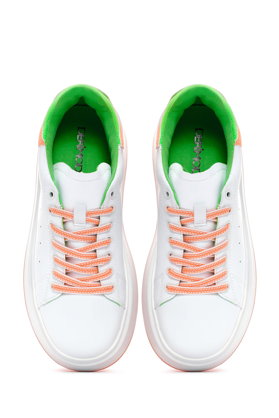 Women's White Lace-Up Thick Soled Sneaker