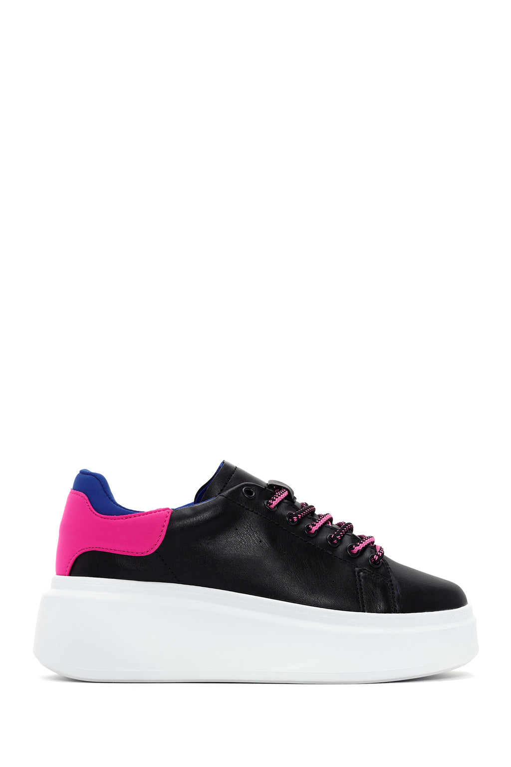 Kadın Siyah Bağcıklı Kalın Tabanlı Sneaker