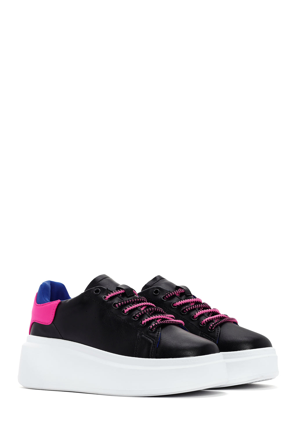 Kadın Siyah Bağcıklı Kalın Tabanlı Sneaker