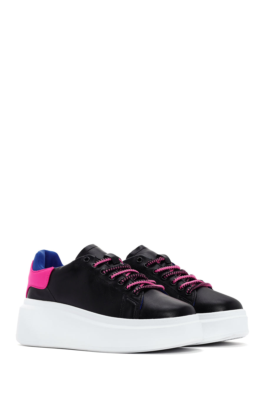 Kadın Siyah Bağcıklı Kalın Tabanlı Sneaker