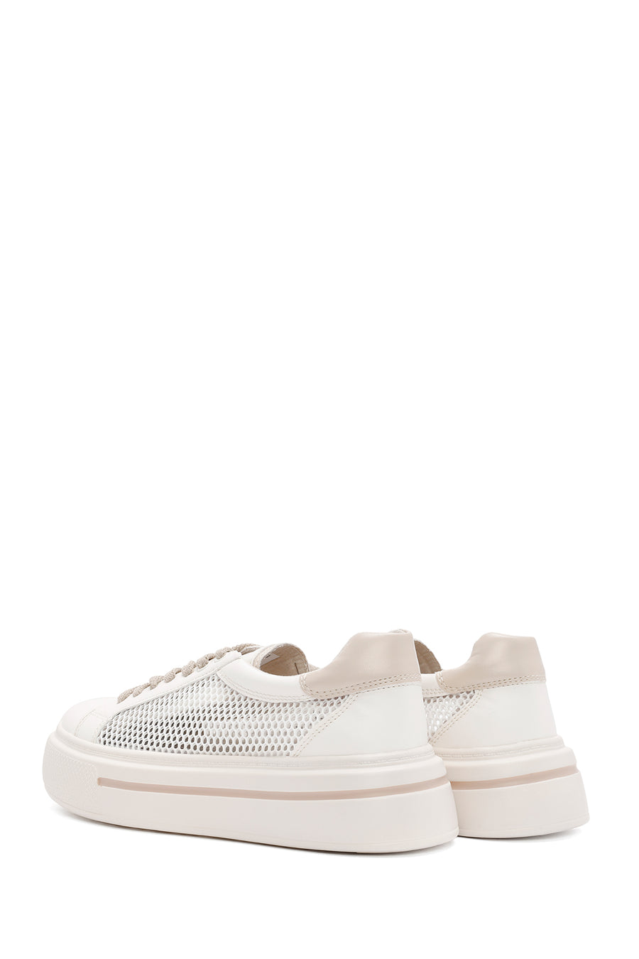 Kadın Krem Bağcıklı Sneaker